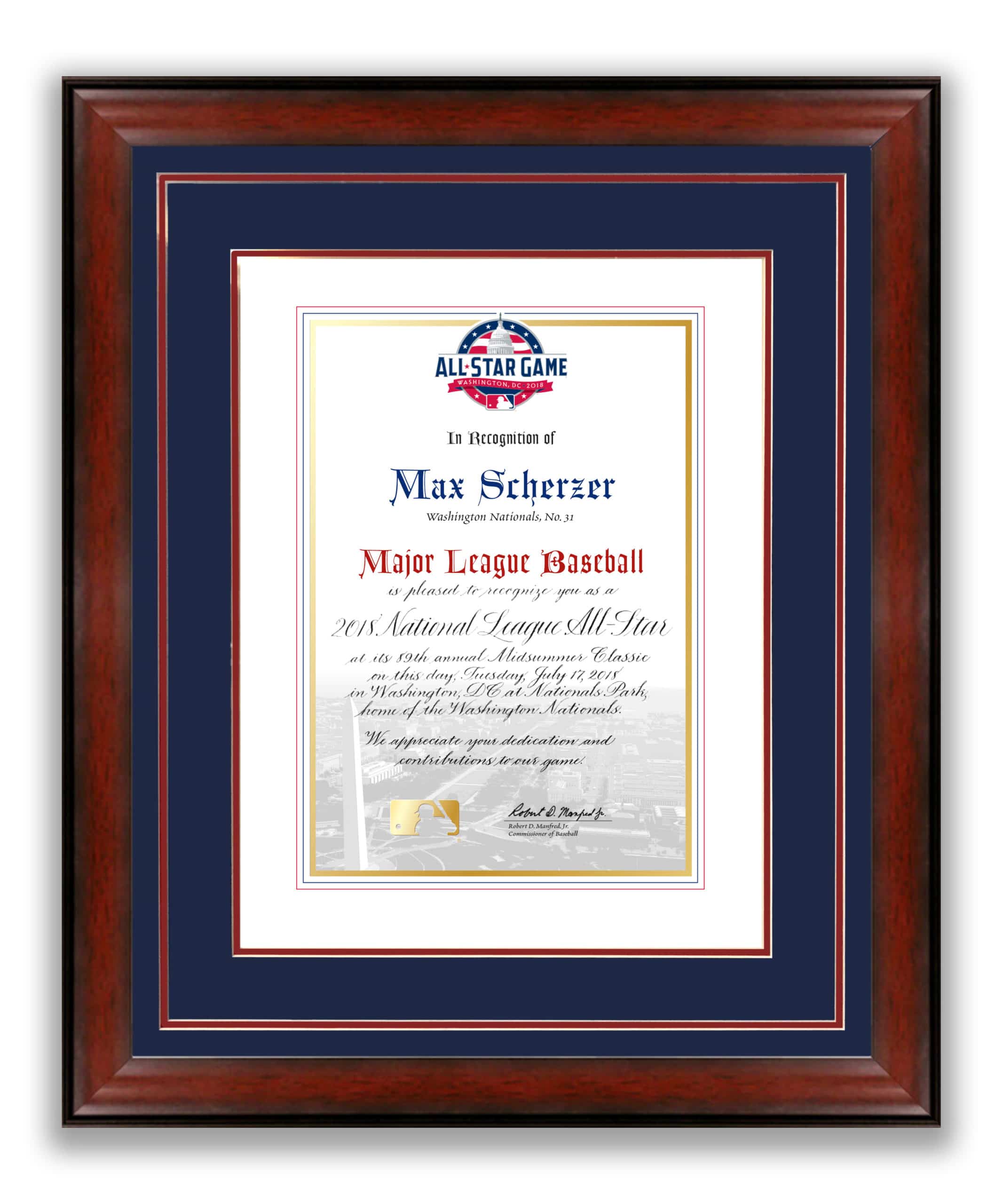 Major League Baseball – recognition Certificate Manufacturer