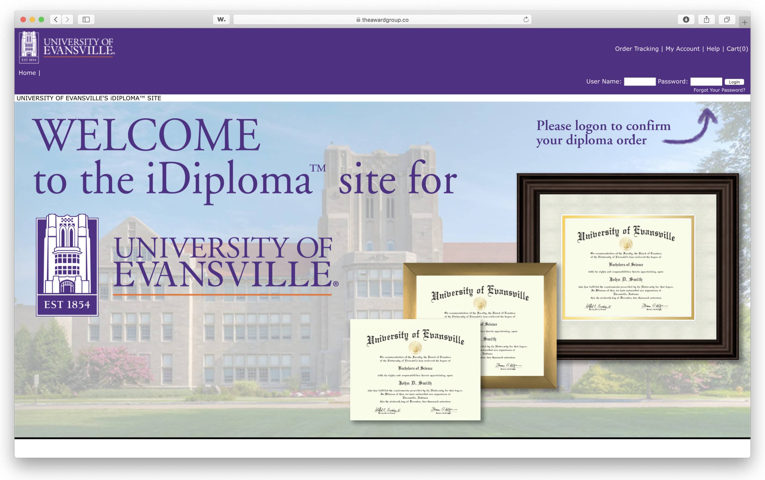 University of Evansville Diplomas