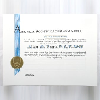 american society of civil engineers recognition certificates